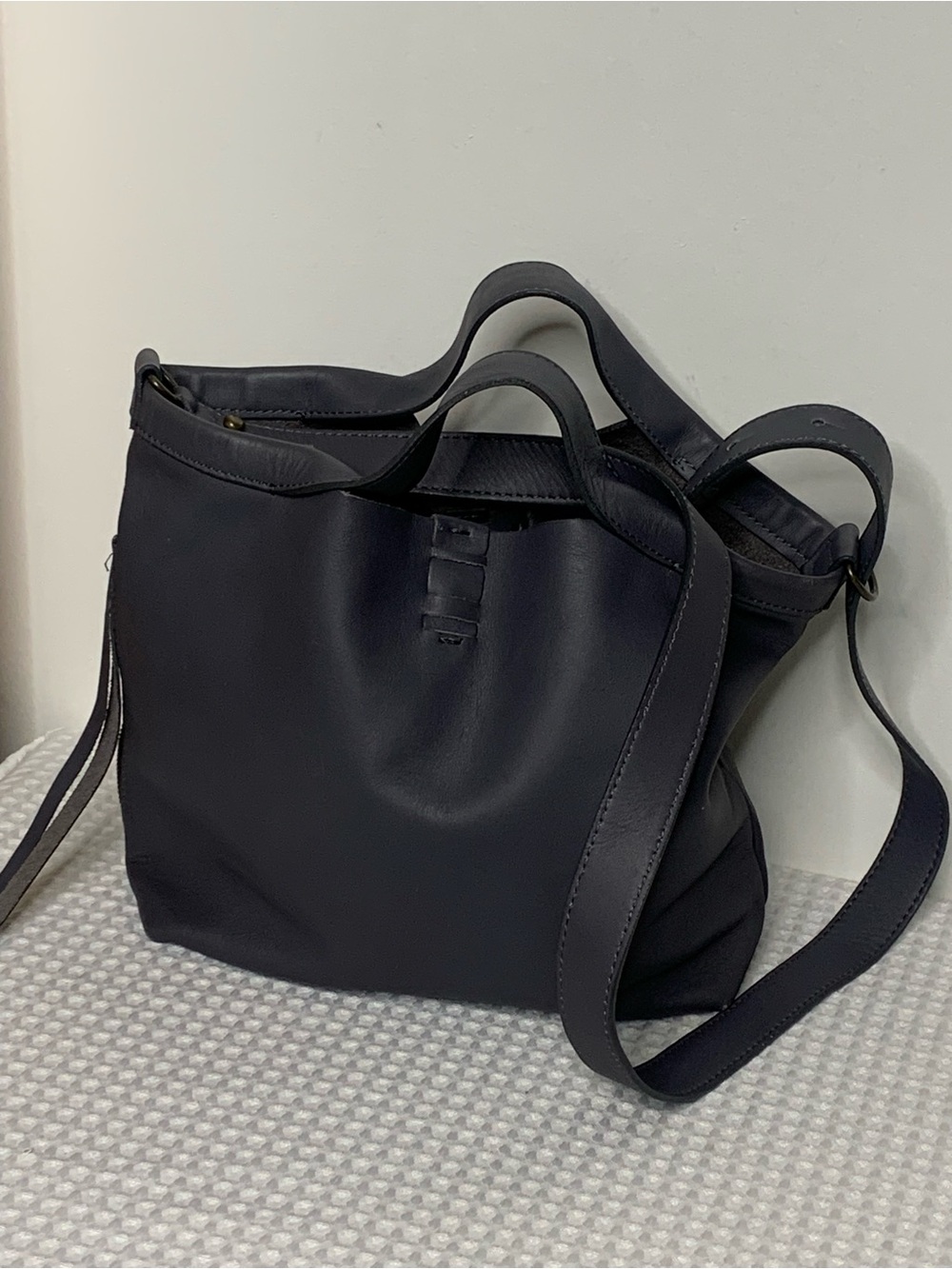 Jo Grey Leather hobo shoulder/ crossbody bag